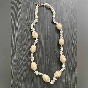 Beaded Cream howlite Stone Necklace -